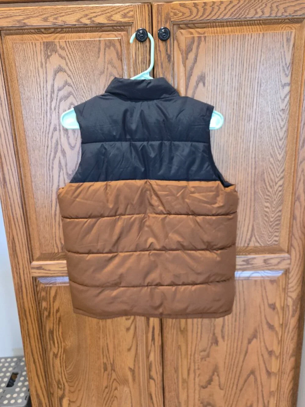 GAP Kids Unisex Quilted Puffer Vest Gilet Colorblock Black Brown Size XL